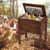 1PC Wooden Patio Cooler with 3 Handles and Bottle Opener
