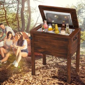 1PC Wooden Patio Cooler with 3 Handles and Bottle Opener