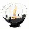 Oval Glass Large Tabletop Fireplace 11.2" Portable Fire Bowl Pot Clean Burning Fireplace for Indoor Outdoor Patio Parties Events(Black)