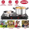 Electric Hot Plate for Cooking,Electric Cooktop 2 Burner,1800W Portable Electric Stove,Glass Cooktop Stepless Temperature Adjustments
