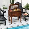 1PC Wooden Patio Cooler with 3 Handles and Bottle Opener