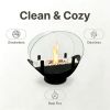 Oval Glass Large Tabletop Fireplace 11.2" Portable Fire Bowl Pot Clean Burning Fireplace for Indoor Outdoor Patio Parties Events(Black)