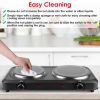 Electric Hot Plate for Cooking,Electric Cooktop 2 Burner,1800W Portable Electric Stove,Glass Cooktop Stepless Temperature Adjustments