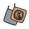 Australian Cattle Dog Christmas Flowers Pair of Pot Holders Kitchen Heat Resistant Pot Holders Sets Oven Hot Pads for Cooking Baking BBQ