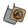 Basset Hound Christmas Flowers Pair of Pot Holders Kitchen Heat Resistant Pot Holders Sets Oven Hot Pads for Cooking Baking BBQ, 7 1/2 x 7 1/2