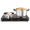 Electric Hot Plate for Cooking,Electric Cooktop 2 Burner,1800W Portable Electric Stove,Glass Cooktop Stepless Temperature Adjustments