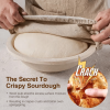 The yeast bread basket set includes a proofing bowl, a lid, a dough mixer, a dough grater, and a scraper. It is 9 inches in diameter