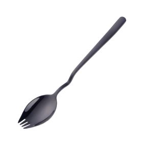 Instant Noodle Fork Multi-Purpose V-Shaped Knife Fork Spoon (Color: black, Type: Tableware)
