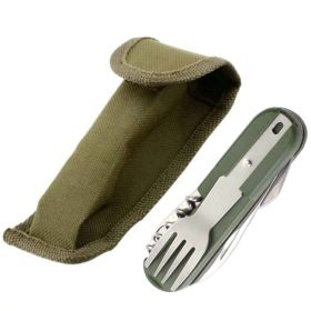 Multifunctional Outdoor Camping Portable Folding Tableware (Color: Green, Type: Cookware Accessories)