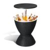Patio Cooler Bar Table With Height-Adjustable