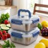 Yakimoto 2/4/6/8/10 PCS Extra-Large Stainless Steel Food Storage Containers With Blue Lids - Deep Design, Airtight Seal