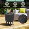 Outdoor Cooler Bar Table with Telescopic Tabletop for Beer and Wine