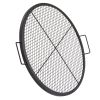 X-Marks Fire Pit Grill Grate, Round Cooking Grate, Heavy Duty Steel Campfire BBQ Grill Grid with Handle and Support X Wire